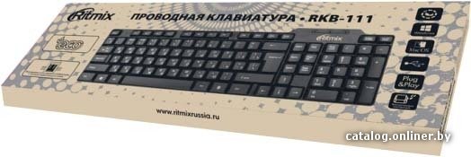 Клавиатура Ritmix RKB-111 (полноразмерная клавиатура с классической раскладкой, 102 клавиш, USB, влагоустойчивая)