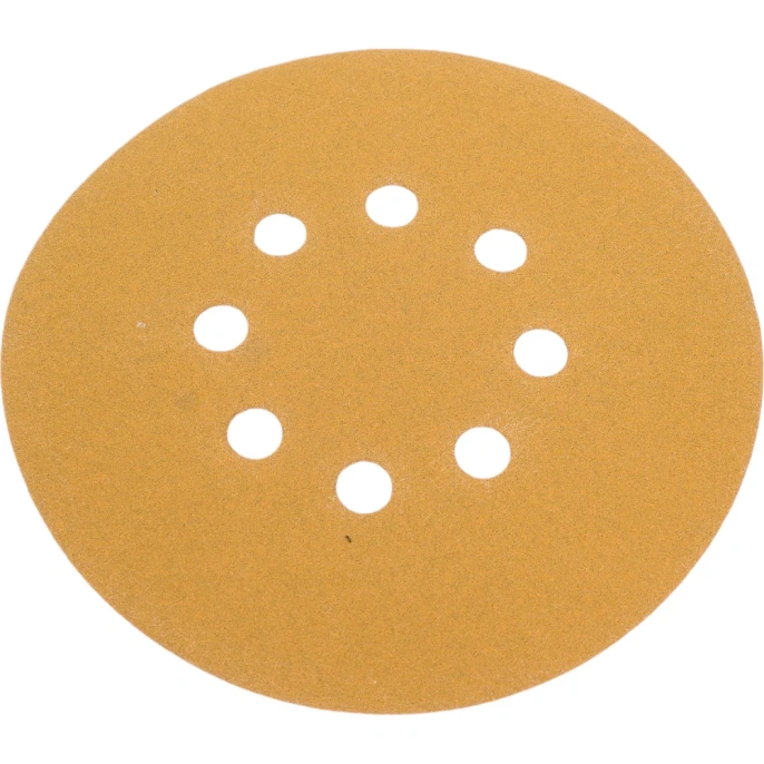 Диск абразивный с липучкой Sandpaper (yellow) 150 мм, 8 отверстий, P120, 5 шт BRUSHTEX 150Y8-120