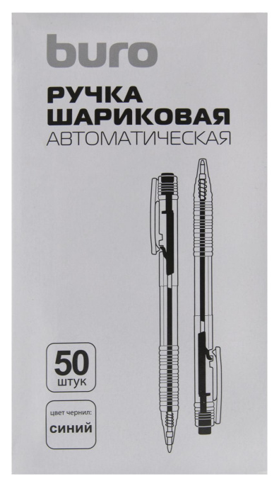 Ручка шариков. автоматическая Buro прозрачный d 0.7мм син. черн. кор.карт. сменный стержень линия 0.5мм без инд. Маркировки (18229256)