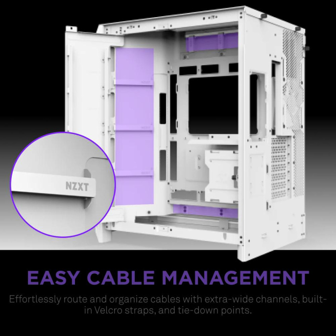 Корпус без блока питания Case NZXT H9 Flow RGB+ 2025 , Midi-Tower, TG, 6x140mm RGB + 1x120mm RGB, 2xUSB-A 3.2 + 1xUSB-C 3.2, E-ATX, ATX, mATX, mITX White (CM-H92FW-P1)