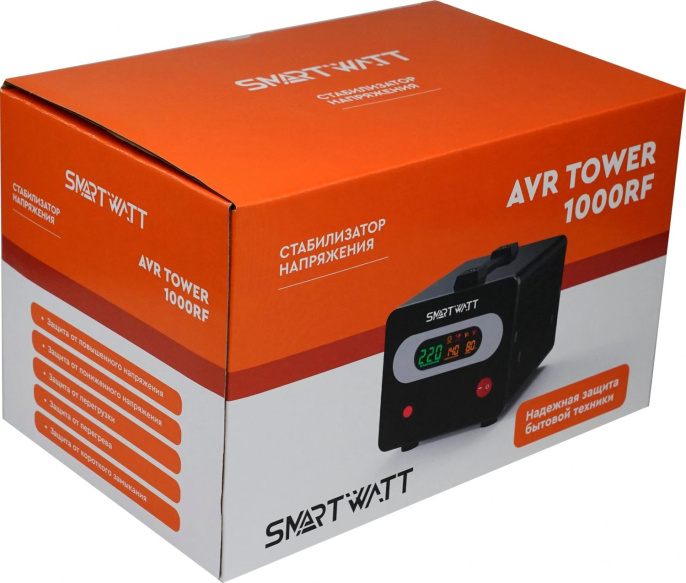 Стабилизатор напряжения Smartwatt AVR Tower 1000RF 1000ВА черный 4512020370002