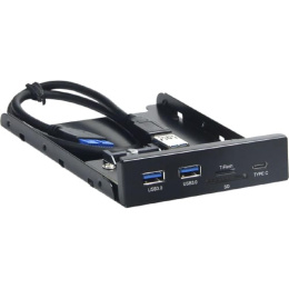 Планка USB 3.0 на переднюю панель 3.5" Gembird, 2 порта USB и порт Type-C, SD+TF, коробка FP3.5-USB3-2A1C-CR