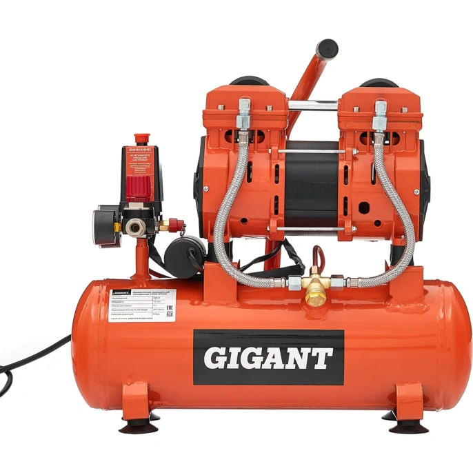 Безмасляный малошумный компрессор (9 л; 8 бар; 195 л/мин) Gigant GSWK-9/1400