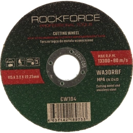 Диск отрезной по металлу (115x3.2x22.23 мм) ROCKFORCE RF-CW104(29630)