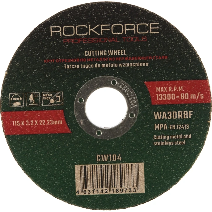 Диск отрезной по металлу (115x3.2x22.23 мм) ROCKFORCE RF-CW104(29630)