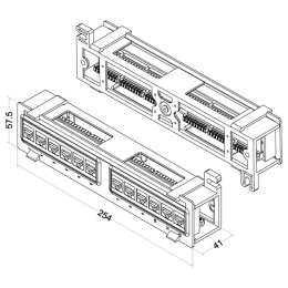 Патч-панель Hyperline PPW-12-8P8C-C5E 12xRJ45 кат.5e UTP