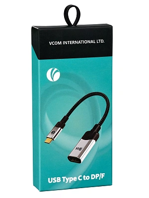 Aдаптер USB 3.1 Type-Cm -- DP A(f) 8K@60Hz, 0.15m ,Alum ,VCOM CU422MV-8K