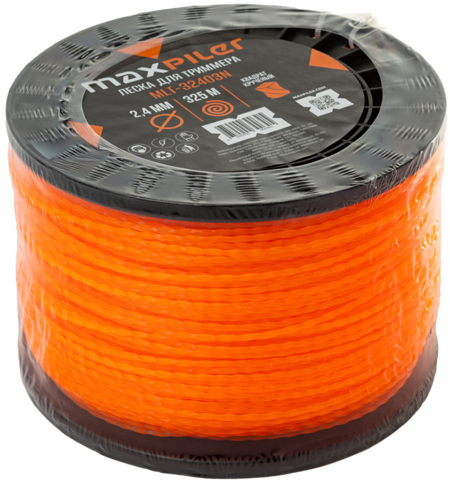 Леска для триммера MaxPiler MLT-32403N (2.4мм*3LB, квадрат крученый, 325м)