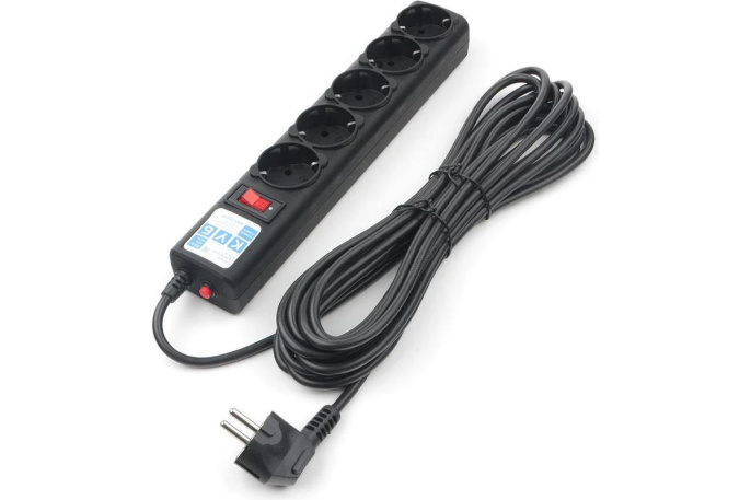 Фильтр-удлинитель Power Cube 1.9м 5 розеток черный графит 10А/2,2кВт/ Surge protector Power Cube 1.9 m 5 outlets Black graffite 10A / 2.2kW