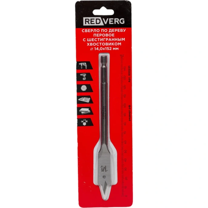 Сверло по дереву перовое HCS 14х152 мм REDVERG 6621142