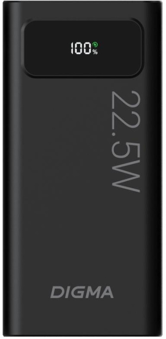 Внешний аккумулятор (Power Bank) Digma DGPF20A,  20000мAч,  черный [dgpf20a22pbk]