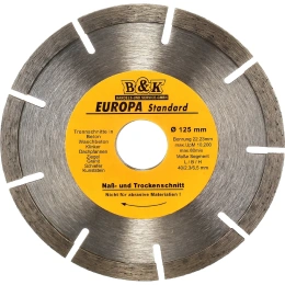 Диск алмазный TORGWIN отрезной сегмент по бетону и камню 125x22.2/6.5x2.3мм. "Europa" Best for Concrete and Stone S63420