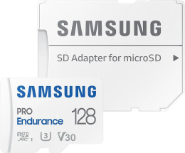 Карта памяти microSDXC UHS-I U3 Samsung PRO Endurance 128 ГБ, 100 МБ/с, Class 10, MB-MJ128KA,  1 шт., переходник SD