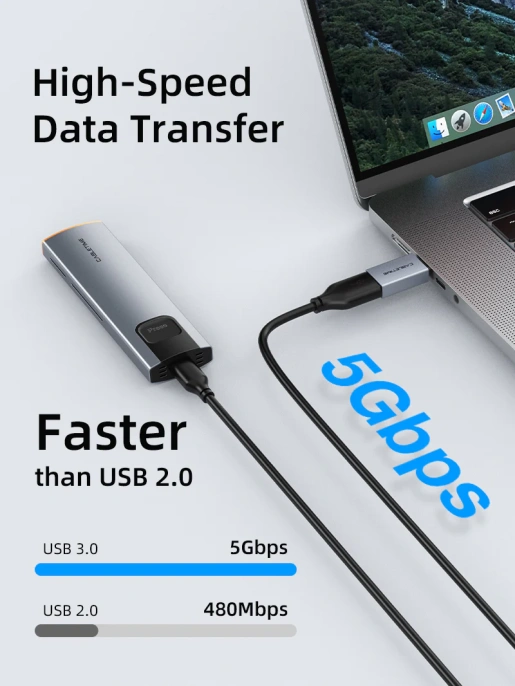 Адаптер CABLETIME CP76G (CT-C160-PU33-CMAF(OTG)-AS) USB-C Male to USB3.0 Female OTG. Алюминий