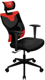 Кресло игровое Aerocool Guardian, экокожа/сетка, до 150кг, мультиблок, регулируемые 2D подлокотники,  черный/красный