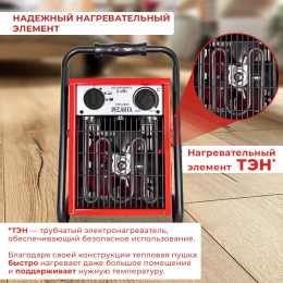 Электрическая тепловая пушка Ресанта ТЭП-2000,  2кВт, красный [67/1/1]