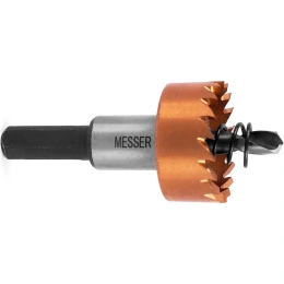 Коронка HSS-TiN 27 мм, с центровочным сверлом и толкающей пружиной для листового материала до 2 мм, ц/х MESSER 21-02-027