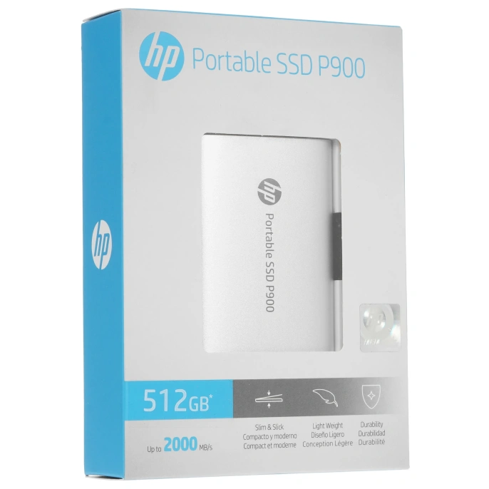 Внешний накопитель SSD USB3.2 HP P900 512GB 7M691AA USB 3.2 Gen2, 2000/2000Mbps, металл, Кабель, цвет Серебро