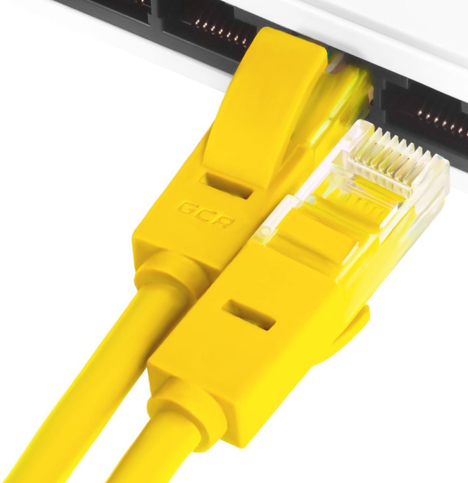 Greenconnect Патч-корд прямой 1.0m, UTP кат.5e, желтый, позолоченные контакты, 24 AWG, литой, GCR-LNC02-1.0m, ethernet high speed 1 Гбит/с, RJ45, T568B