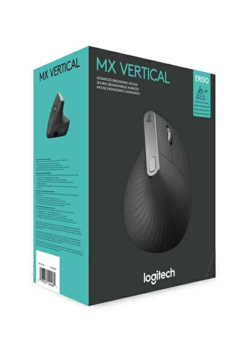 Logitech Мышь беспроводная MX Vertical, оптическая, 400-4000 DPI, Bluetooth/Радио, Li-pol, чёрный.