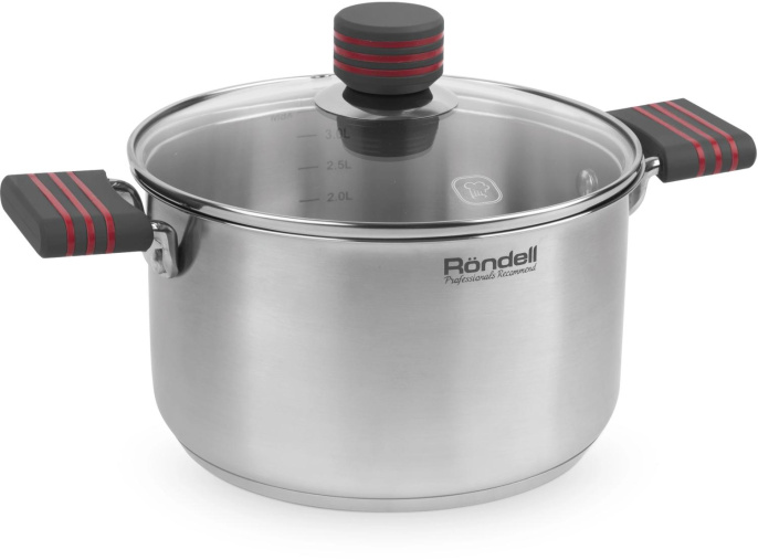 Кастрюля 3.4л Rondell Stripes RDS-1280,  нержавеющая сталь, с крышкой