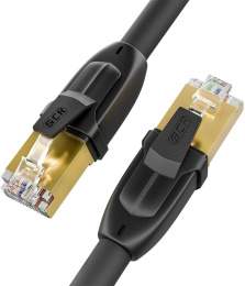 GCR Патч-корд PROF кат.7 ethernet 1.0m F/FTP, RJ45, CU, 28 AWG, литой, прямой , черный, экранированные коннекторы, GCR-52559