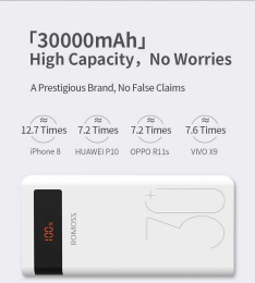Мобильный аккумулятор Romoss Sense 8P+ 30000mAh QC3.0 18W 3A 2xUSB-A/USB-C белый
