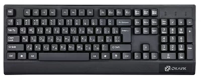 Клавиатура Оклик 115M черный USB (подставка для запястий)