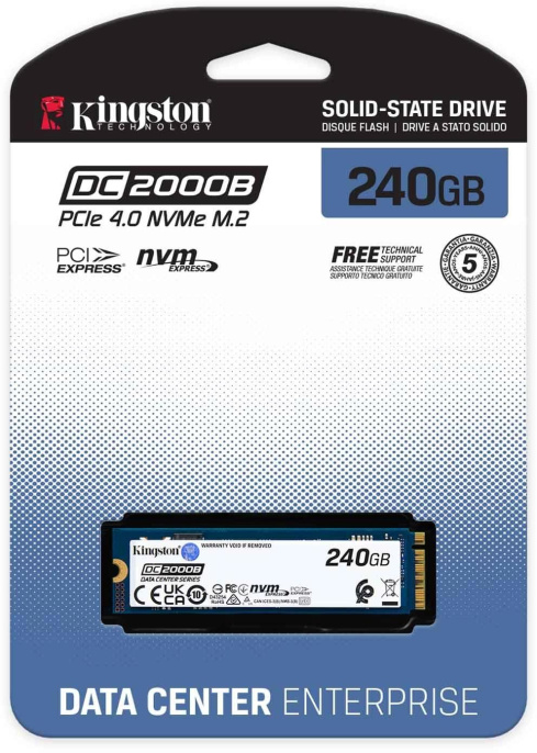 SSD накопитель Kingston DC2000B 240ГБ, M.2 2280, PCIe 4.0 x4, NVMe, M.2 [sedc2000bm8/240g]