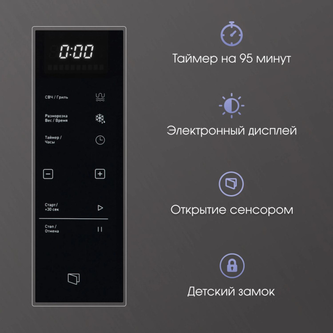 Встраиваемая микроволновая печь ZIGMUND & SHTAIN BMO 15.252 B, 25л, 900Вт, черный