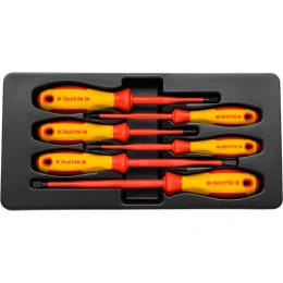 Набор тонких отверток Knipex VDE 1000V, 6 пр.: SL3/4/5.5/6.5 шлиц., PH1/2 крест., KN-002012V02