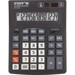 Настольный калькулятор STAFF PLUS STF-333 200x154мм, 14 разрядов, двойное питание, 250416