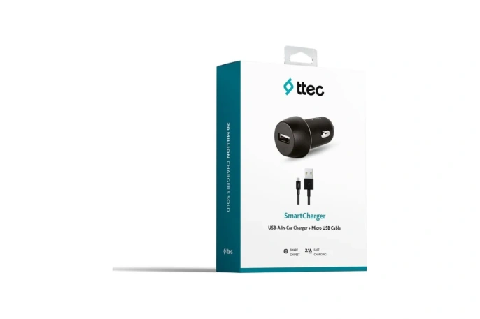 Автомобильное зарядное устройство TTEC SmartCharger 2.1A In-Car Charger с кабелем Micro USB. Цвет: черный 2CKS20MS