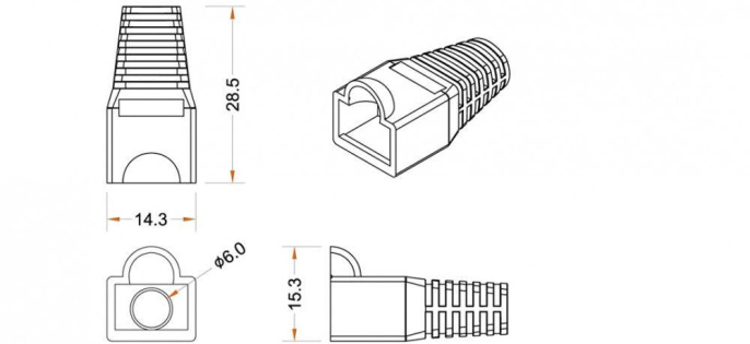 Изолирующий колпачок Rj-45 Hyperline BOOT-BK-10 черный