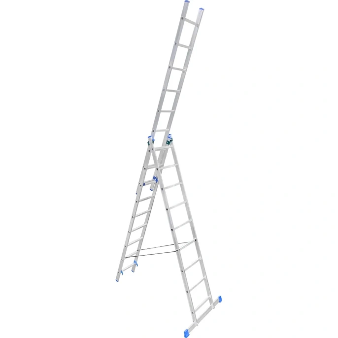 Алюминиевая трехсекционная лестница LadderBel 9 ступеней LS309