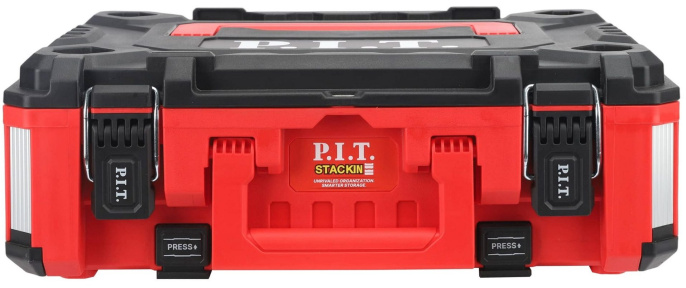 Ящик для инструментов P.I.T. HTLB02-4917 является частью системы хранения STACKIN, уплотнительная лента для герметизации, металлические защитные угловые вставки, автоматическая фиксация ящиков между собой, прочные замки