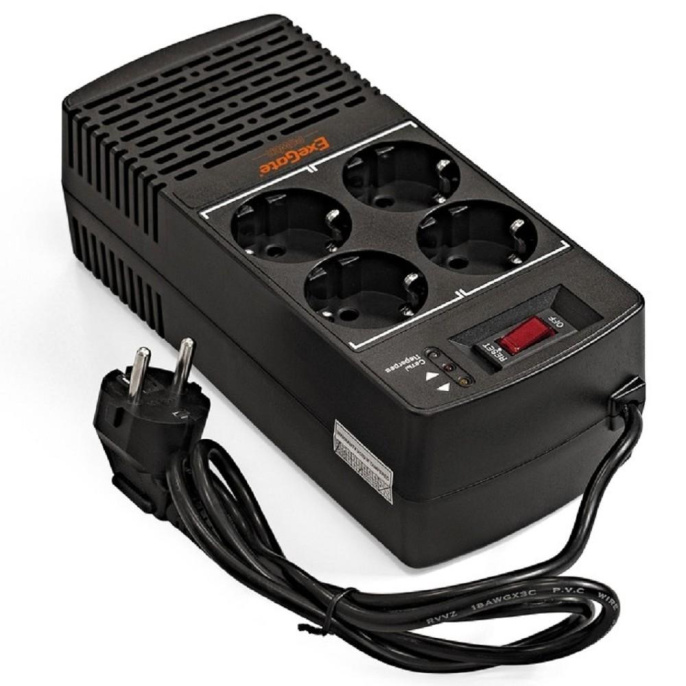 Стабилизатор напряжения ExeGate Power AD5000-500 500ВА, вход 150-280В, выход 220В±10%, КПД 98%, 5 уровней защиты, 4*Schuko, возможность настенного крепления, RTL EP285941RUS