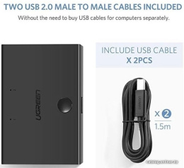 Сплиттер UGREEN 30345 30345 USB 2.0 Sharing S Witch 2x1. Цвет: черный