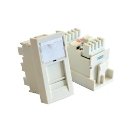 Вставка RJ-45 TWT UTP Cat.5E, 22.5x45мм со шторкой и маркировкой, белая ТWT-SIP-RJ45/F-WH