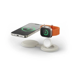 Переносное зарядное устройство Satechi Qi2 OntheGo 2-in-1 Wireless Charger. Цвет: песочный (ST-QTG21W)