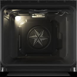 Плита Gorenje GECS5C60WPA, полезный объем 70 л, эргономичные переключатели, сенсорный программатор IconLED, эмаль SilverMatte, очистка паром, индикатор остаточного тепла для каждой конфорки, телескопические направляющие на 2-х уровнях, дверца CompactDo