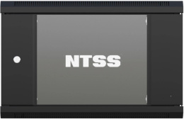 Шкаф коммутационный NTSS NTSS-W6U6060GS-BL настенный 6U 570x600мм пер.дв.стекл 60кг черный 500мм 18.8кг 220град. 370мм IP20 сталь