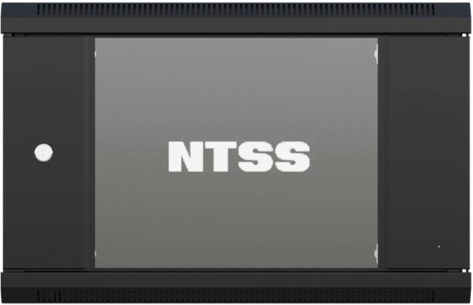 Шкаф коммутационный NTSS NTSS-W6U6060GS-BL настенный 6U 570x600мм пер.дв.стекл 60кг черный 500мм 18.8кг 220град. 370мм IP20 сталь