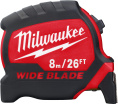 Рулетка Milwaukee Premium Wide blade 8м 4932471818 ширина лезвия: 33 мм, материал ленты: сталь с нейлоновым покрытием, магнитный зацеп, двусторонняя шкала, автостоп, измерительная шкала: сантиметры