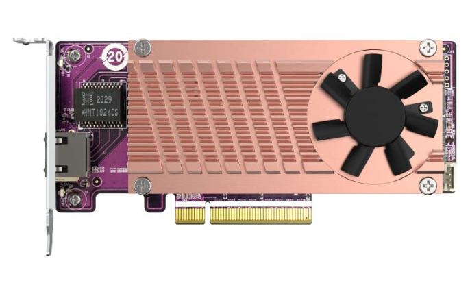 Плата расширения QNAP QM2-2P10G1TB Marvell AQC113C PCIe Gen3 x8, Dual M.2 2280 PCIe Gen3 x4 NVMe