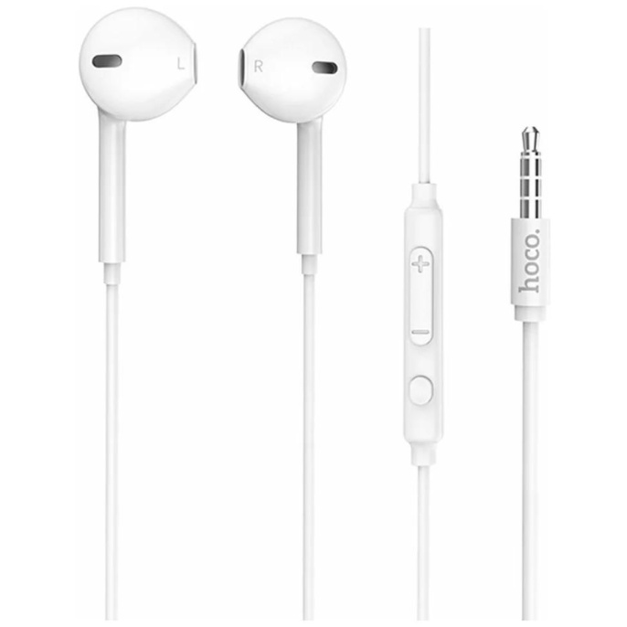 HOCO M55/ Наушники + микрофон/ Кнопка ответа/ 1.2м/ 3.5 mm jack/ White