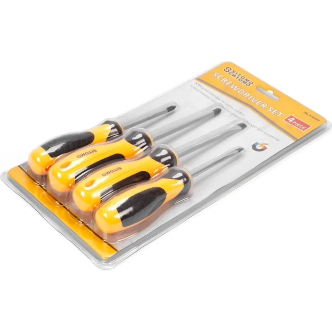 Набор отверток SITOMO SL5.5x75, SL6.5x100, PH1x75, PH2x100, CrV, 4шт. 856499