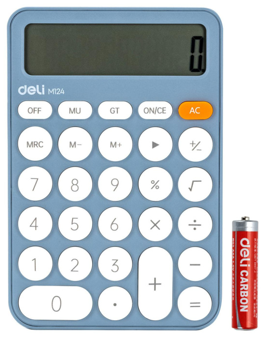 Калькулятор Deli EM124BLUE,  12-разрядный, синий