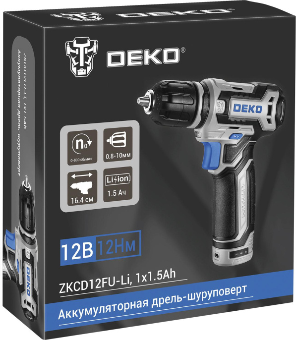 Дрель-шуруповерт Deko ZKCD12FU-Li аккум. патрон:быстрозажимной 063-4141