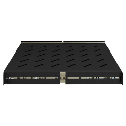 Полка выдвижная 19" ExeGate ECSS-FS800-B (перфорированная, глубина 475мм, крепление 19" 1U, для напольных шкафов и стоек глубиной 800мм/1000мм, нагрузка до 40кг, цвет черный RAL 9004) EX301147RUS